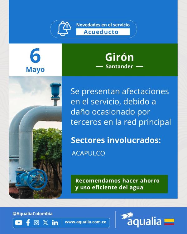 Afectaciones del servicio en Acapulco por daño ocasionado por terceros